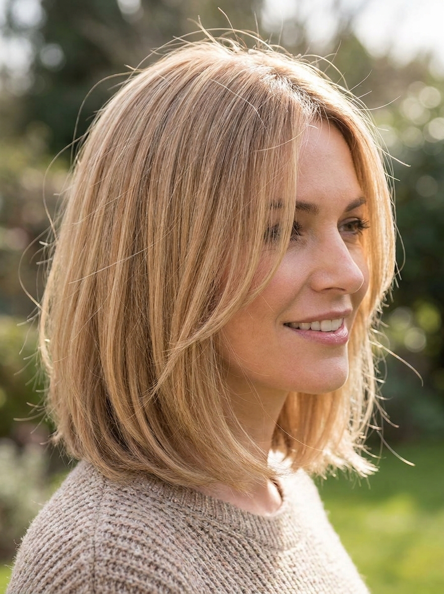 Soft Layered Blonde Bob als Blonde Bob Frisuren mittellang Inspiration 2026